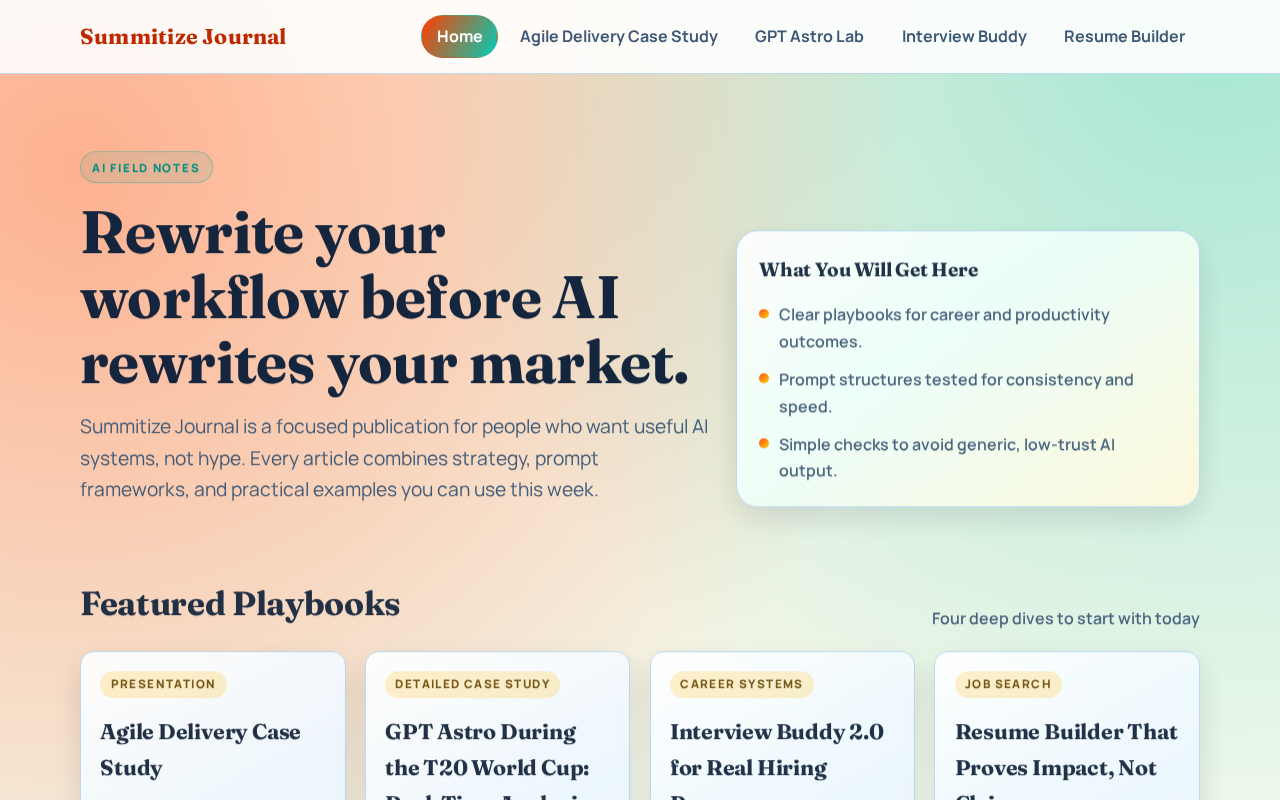 Summitize Journal website preview