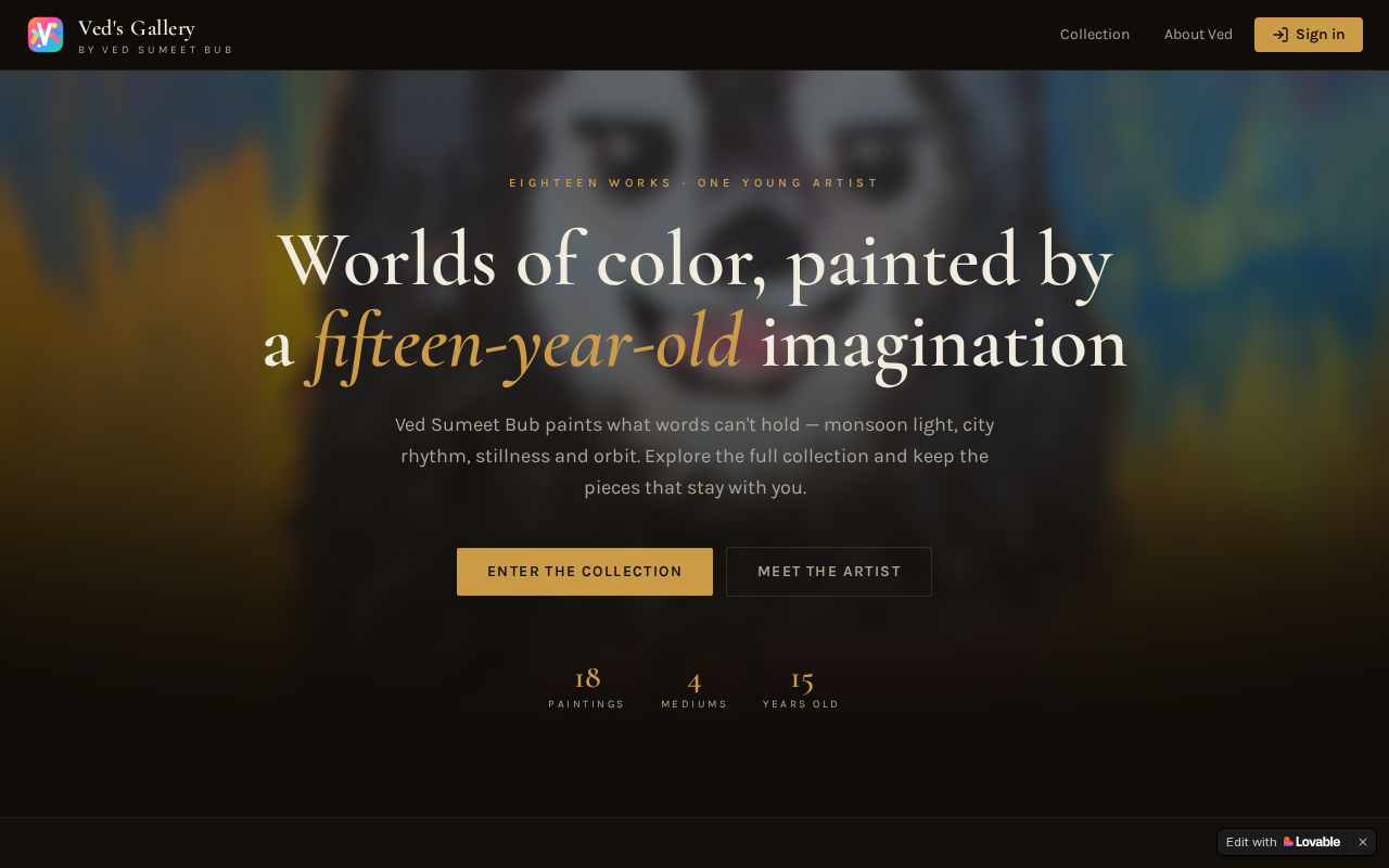 Ved's Gallery website preview